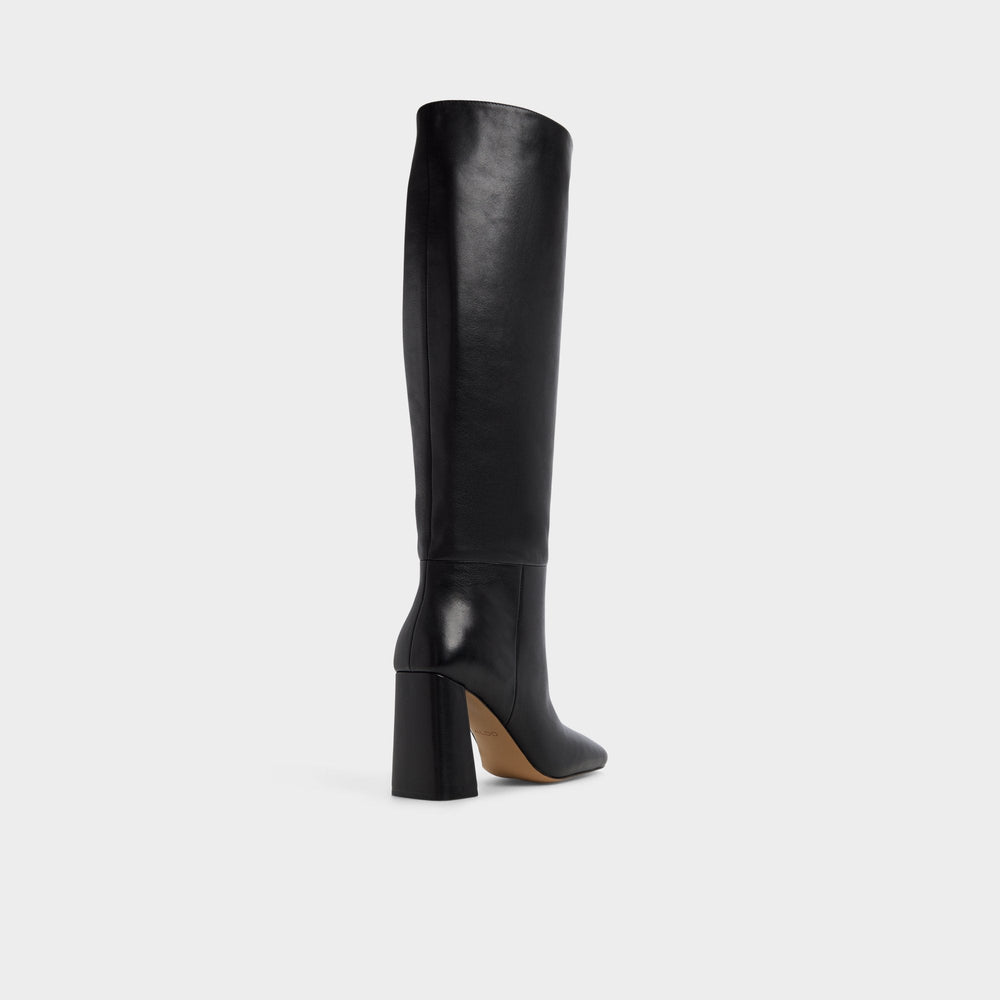 Helana in Black - Knee-high boot, Block heel