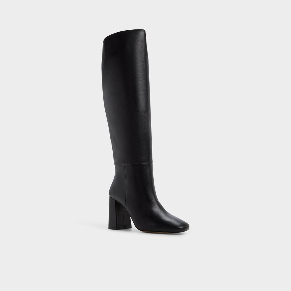 Helana in Black - Knee-high boot, Block heel