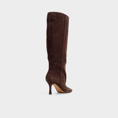 Frankey in Dark Brown - Knee-high boot, Stiletto heel