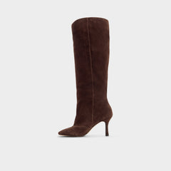 Frankey in Dark Brown - Knee-high boot, Stiletto heel