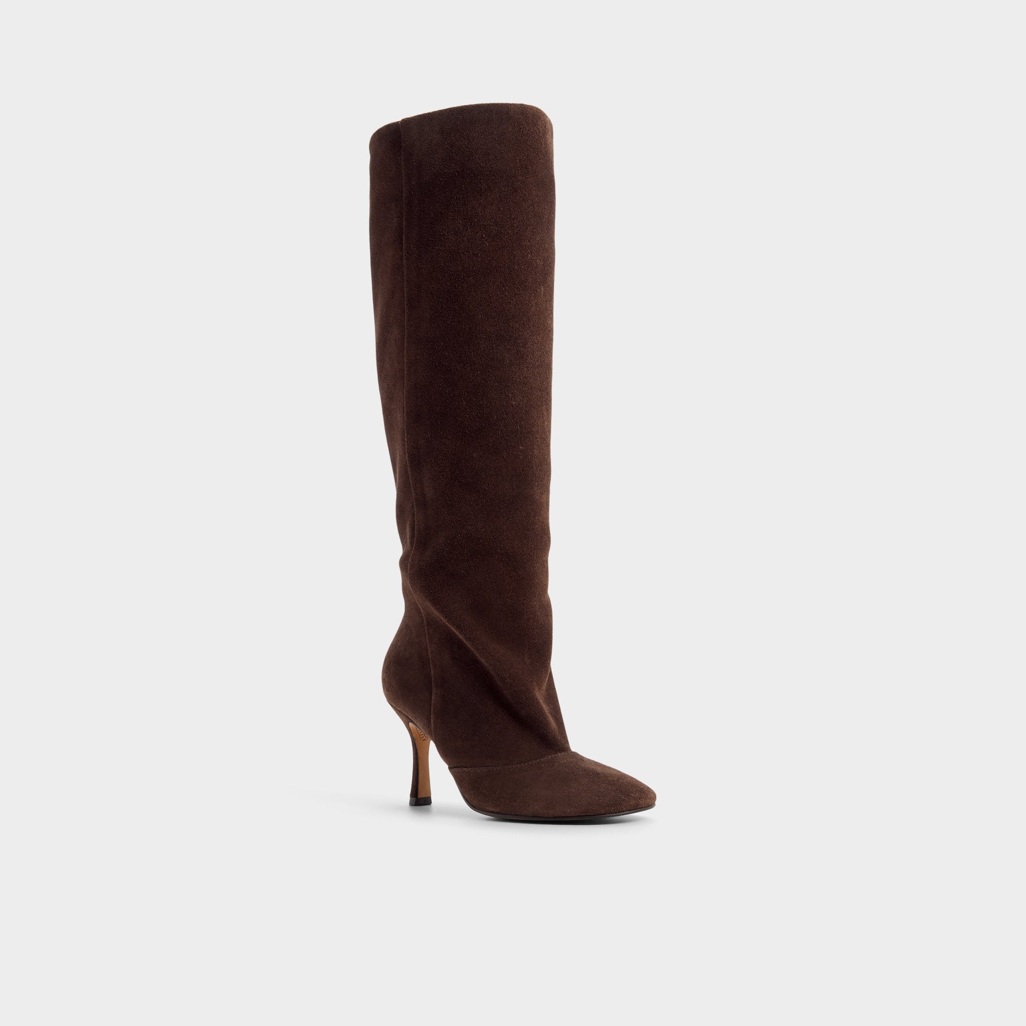 Frankey in Dark Brown - Knee-high boot, Stiletto heel