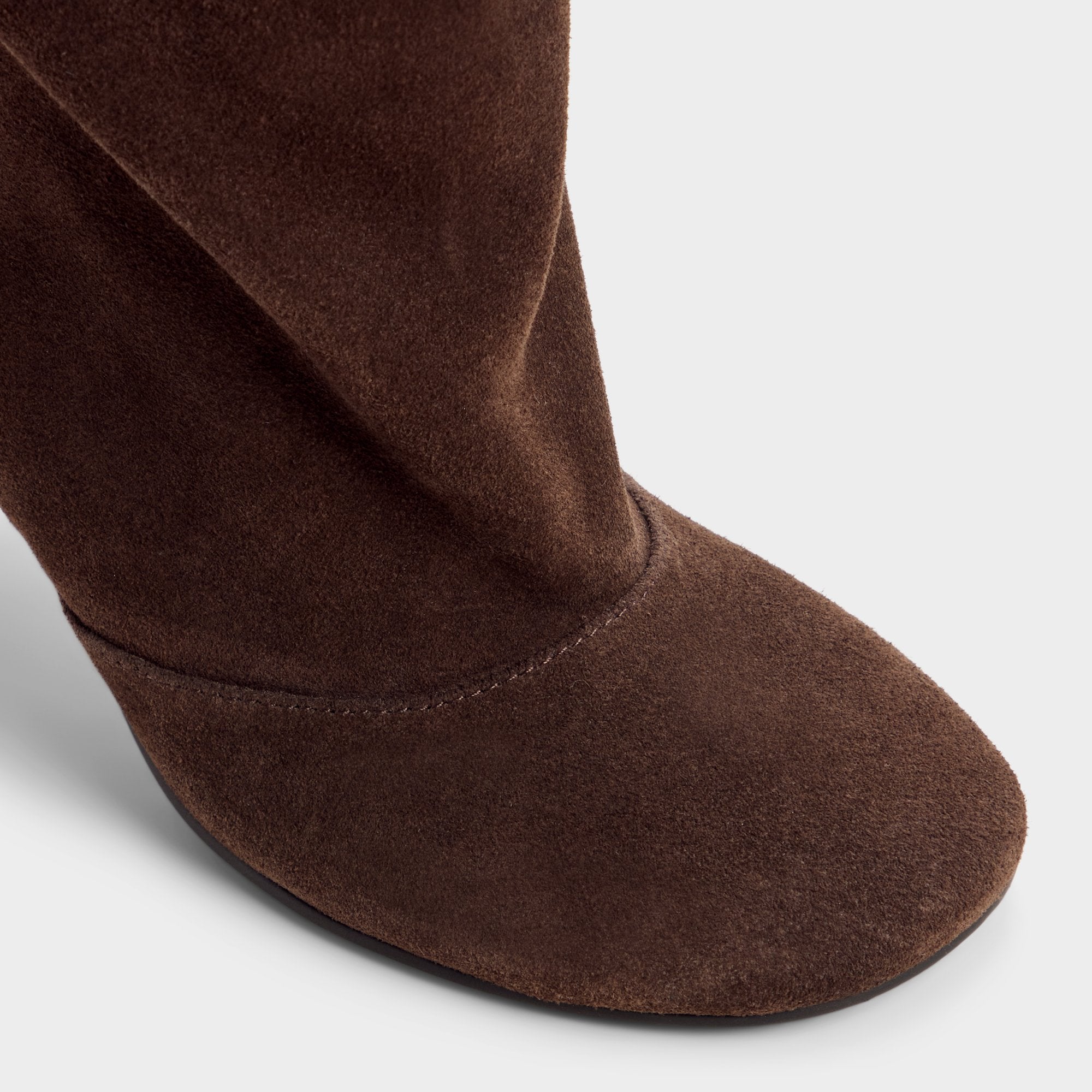 Frankey in Dark Brown - Knee-high boot, Stiletto heel
