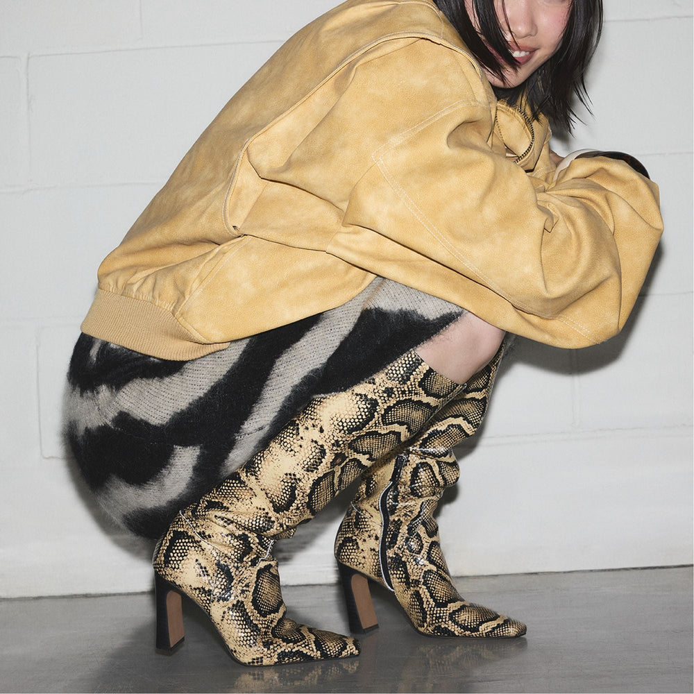 Vivienna in Brown Multi - Knee-high boot, Block heel