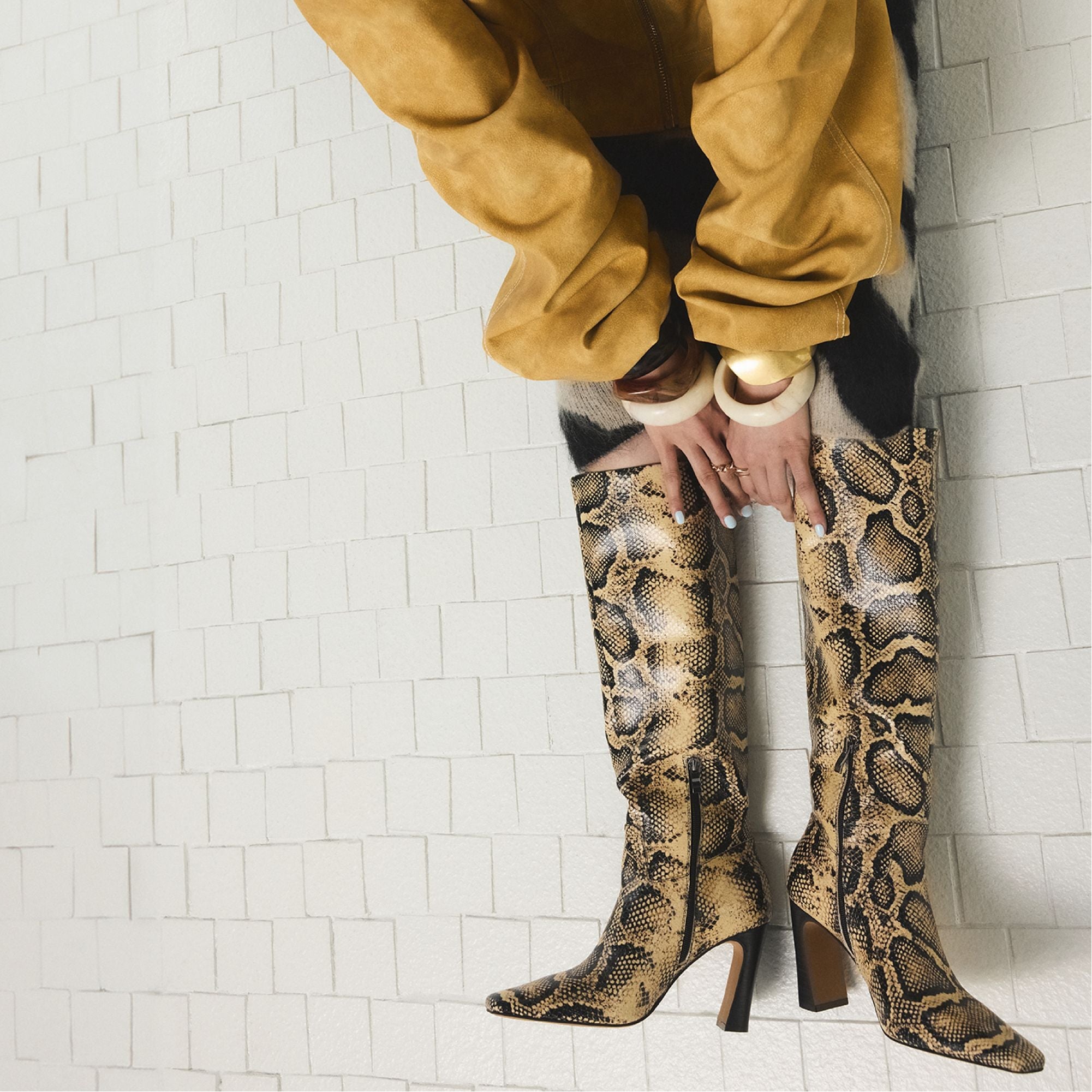 Vivienna in Brown Multi - Knee-high boot, Block heel