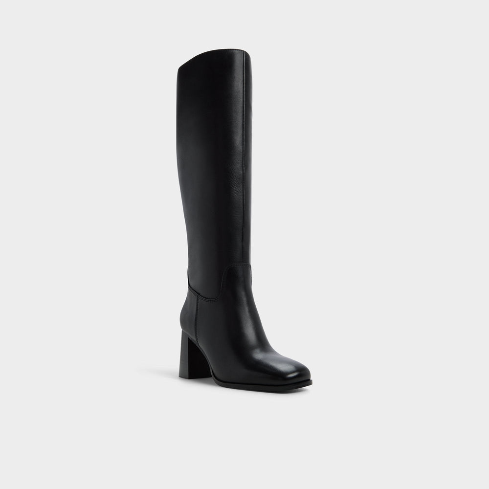 Elyze in Black - Knee-high boot, Block heel