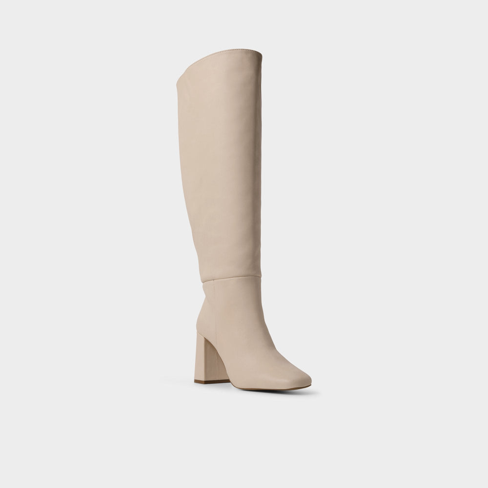 Helana in Wc Cream - Knee-high boot, Block heel