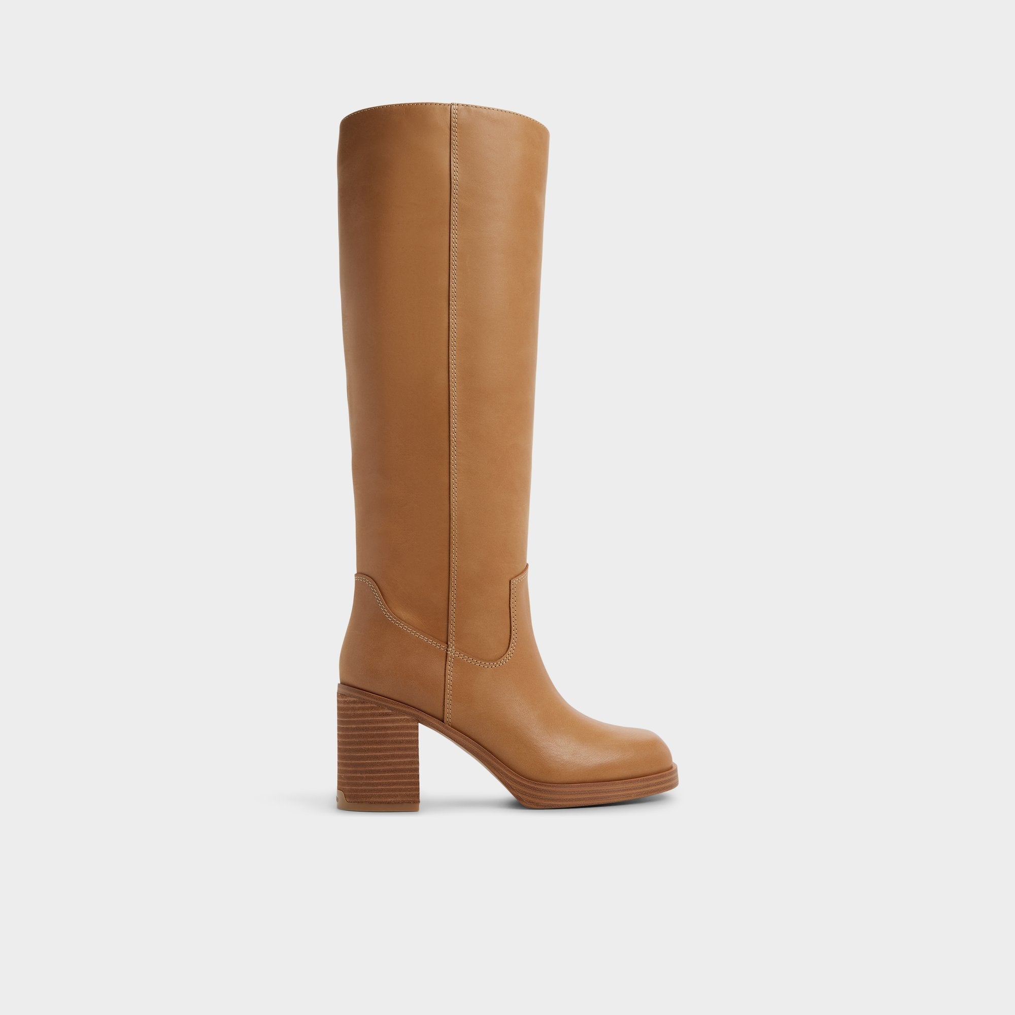 Juny in Light Brown - Knee-high boot, Platform