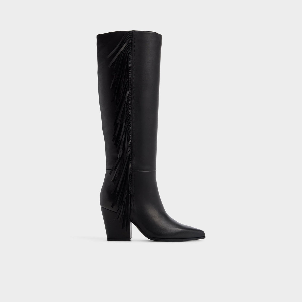 Kaelya in Black - Knee-high boot, Block heel