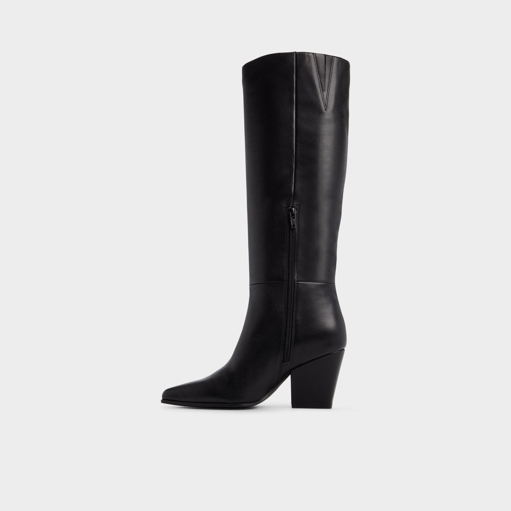 Kaelya in Black - Knee-high boot, Block heel