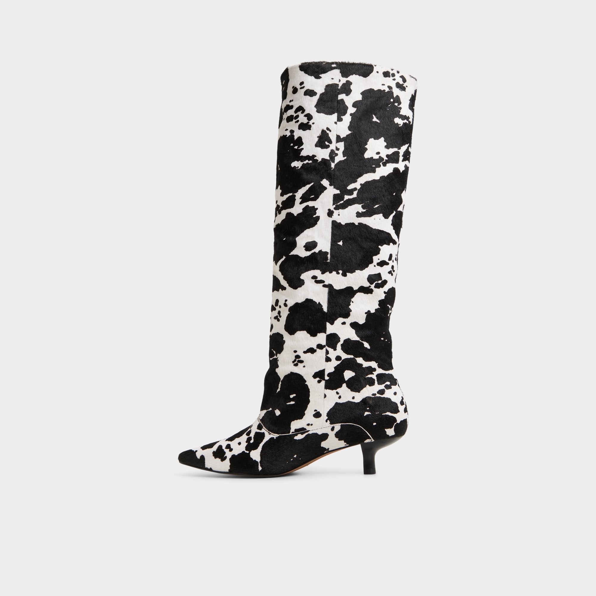 Everose in White Black - Knee-high boot, Kitten heel