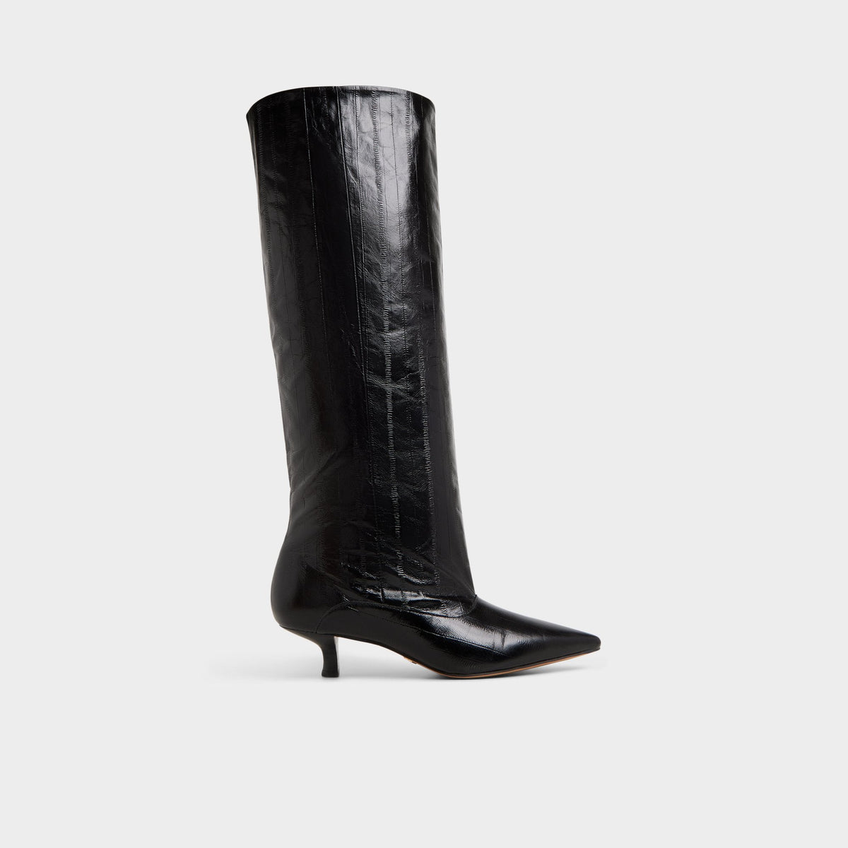 Everose in Black - Knee-high boot, Kitten heel