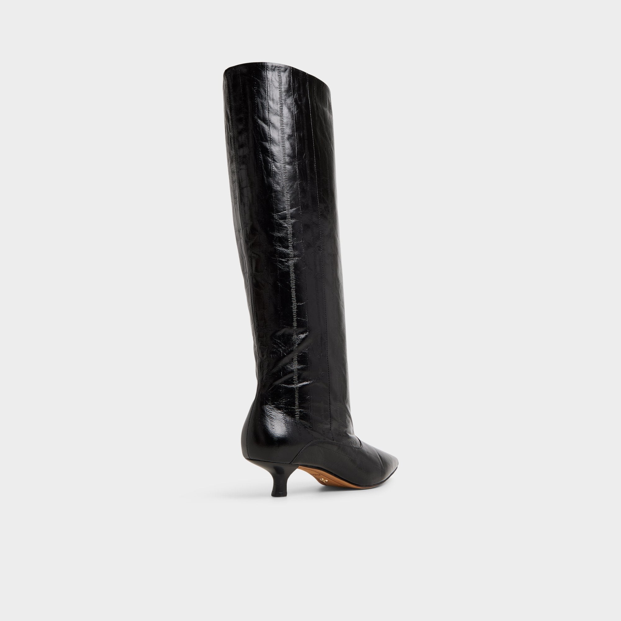Everose in Black - Knee-high boot, Kitten heel