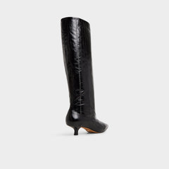 Everose in Black - Knee-high boot, Kitten heel