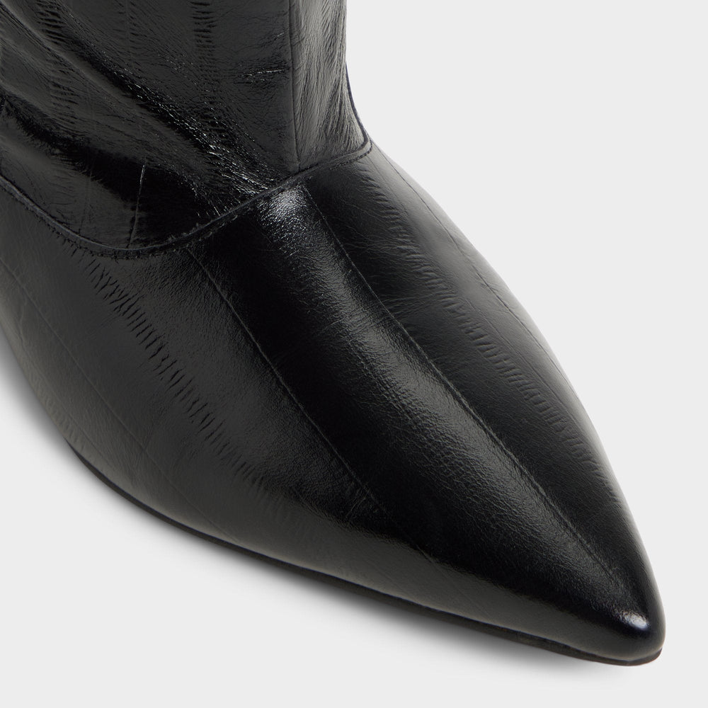 Everose in Black - Knee-high boot, Kitten heel