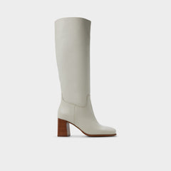 Elyze in White Bone - Knee-high boot, Block heel