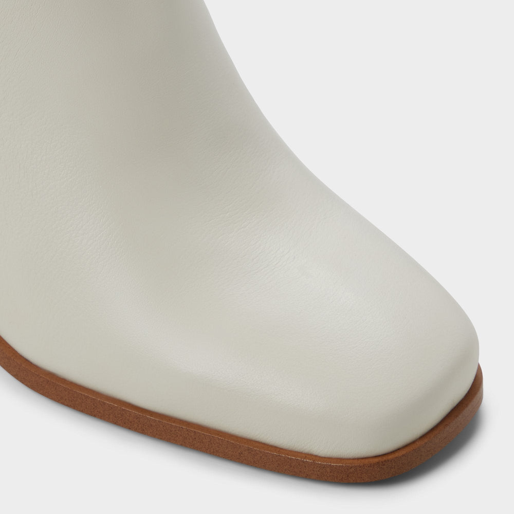 Elyze in White Bone - Knee-high boot, Block heel