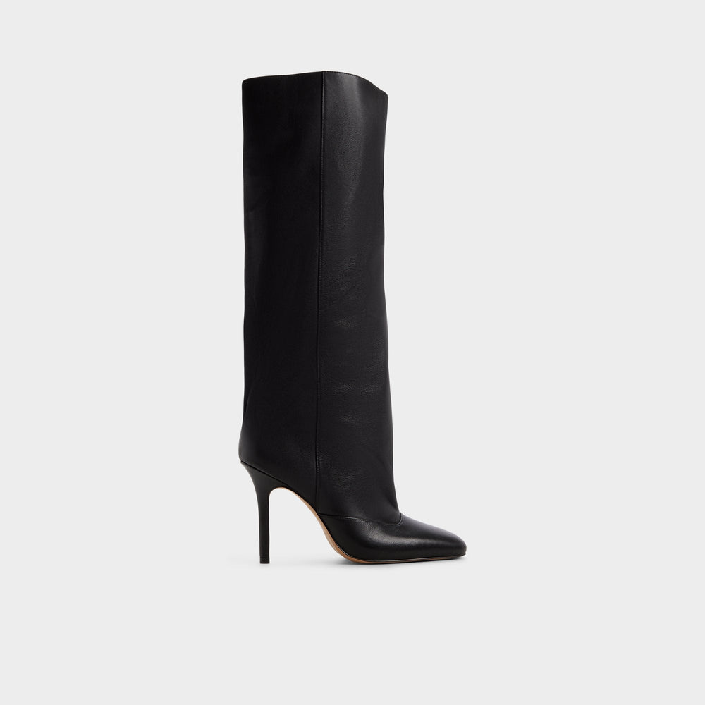 Aleena in Black - Knee-high boot, Stiletto heel