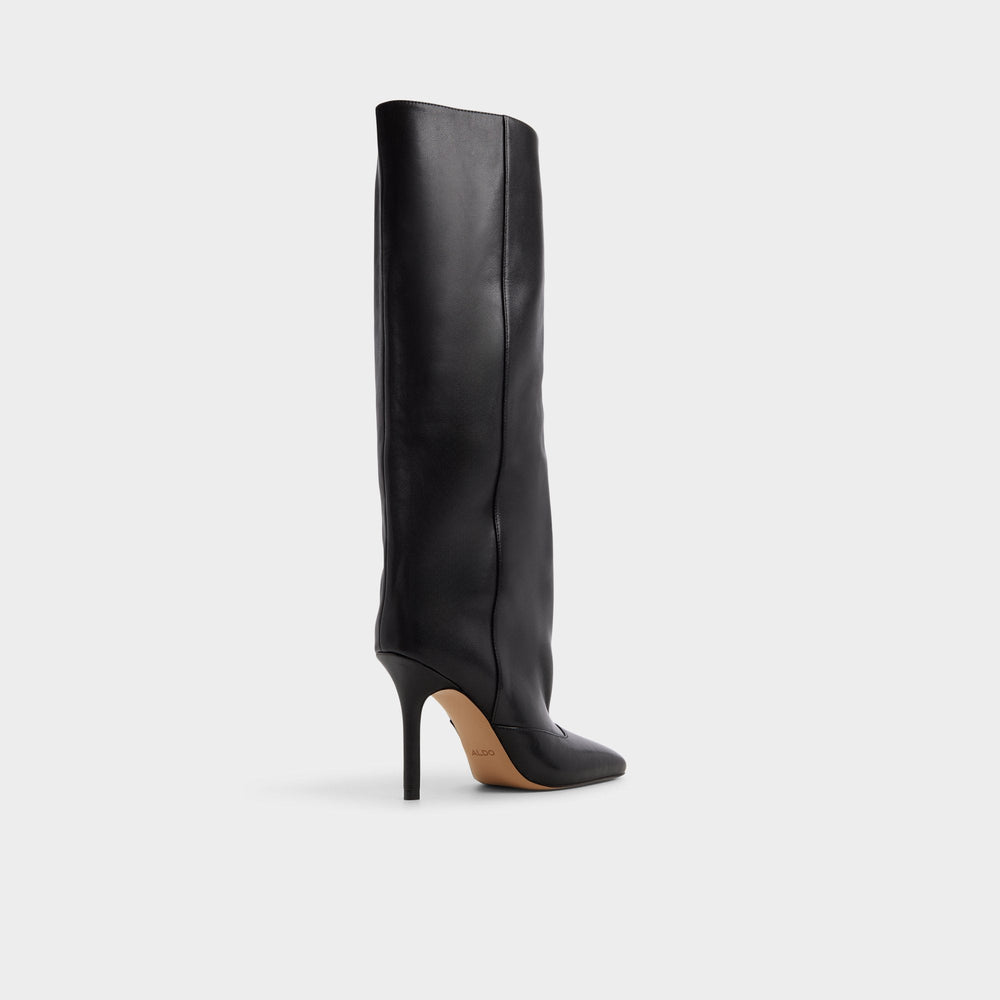 Aleena in Black - Knee-high boot, Stiletto heel