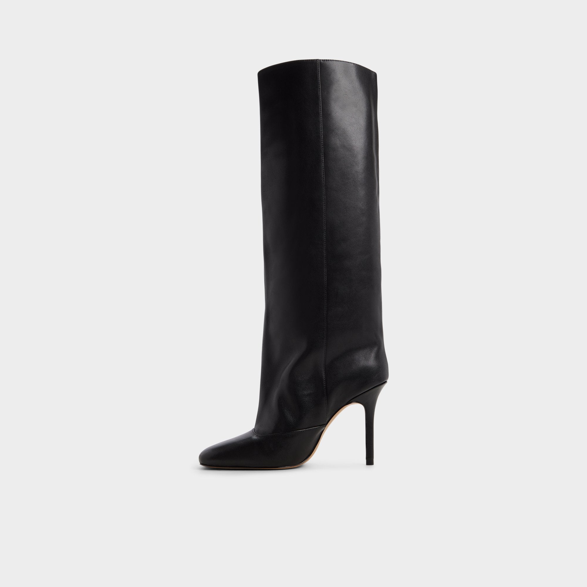 Aleena in Black - Knee-high boot, Stiletto heel