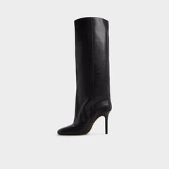 Aleena in Black - Knee-high boot, Stiletto heel