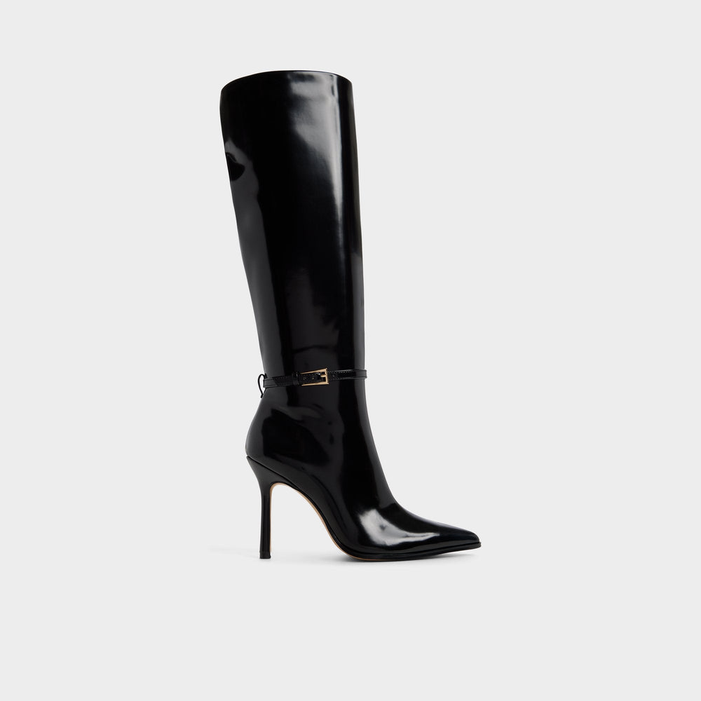 Maellie in Black - Knee-high boot, Stiletto heel