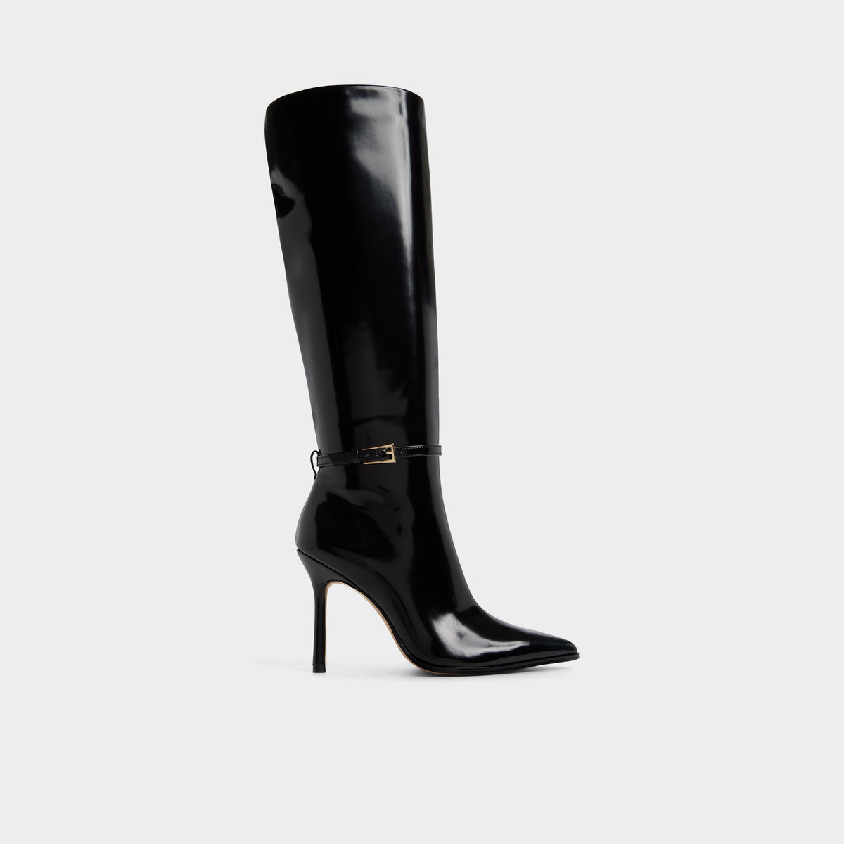 Maellie in Black - Knee-high boot, Stiletto heel