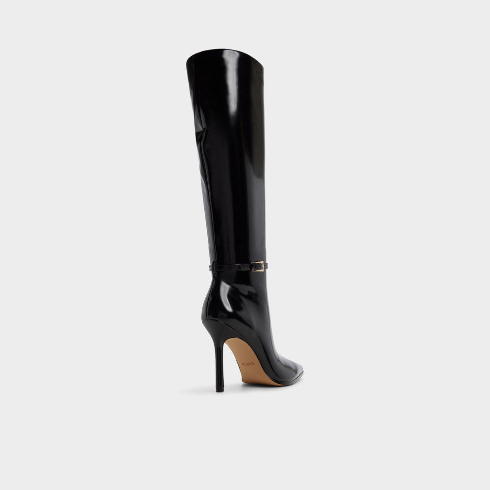 Maellie in Black - Knee-high boot, Stiletto heel