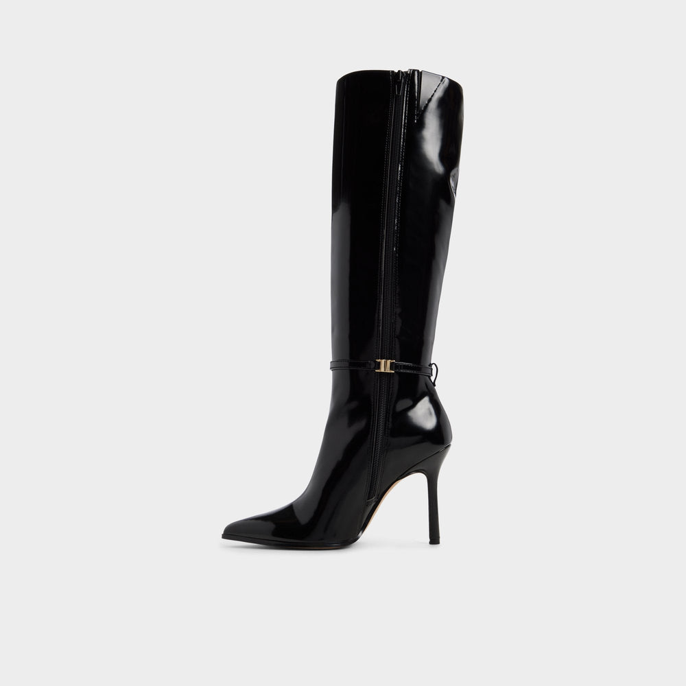 Maellie in Black - Knee-high boot, Stiletto heel