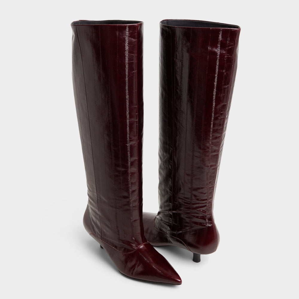 Everose in Bordo - Knee-high boot, Kitten heel