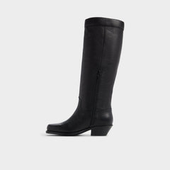 Emberlyn in Black - Knee-high western boot, Cup sole