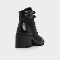 Mariettia in Black - Lace-up boot, Lug sole