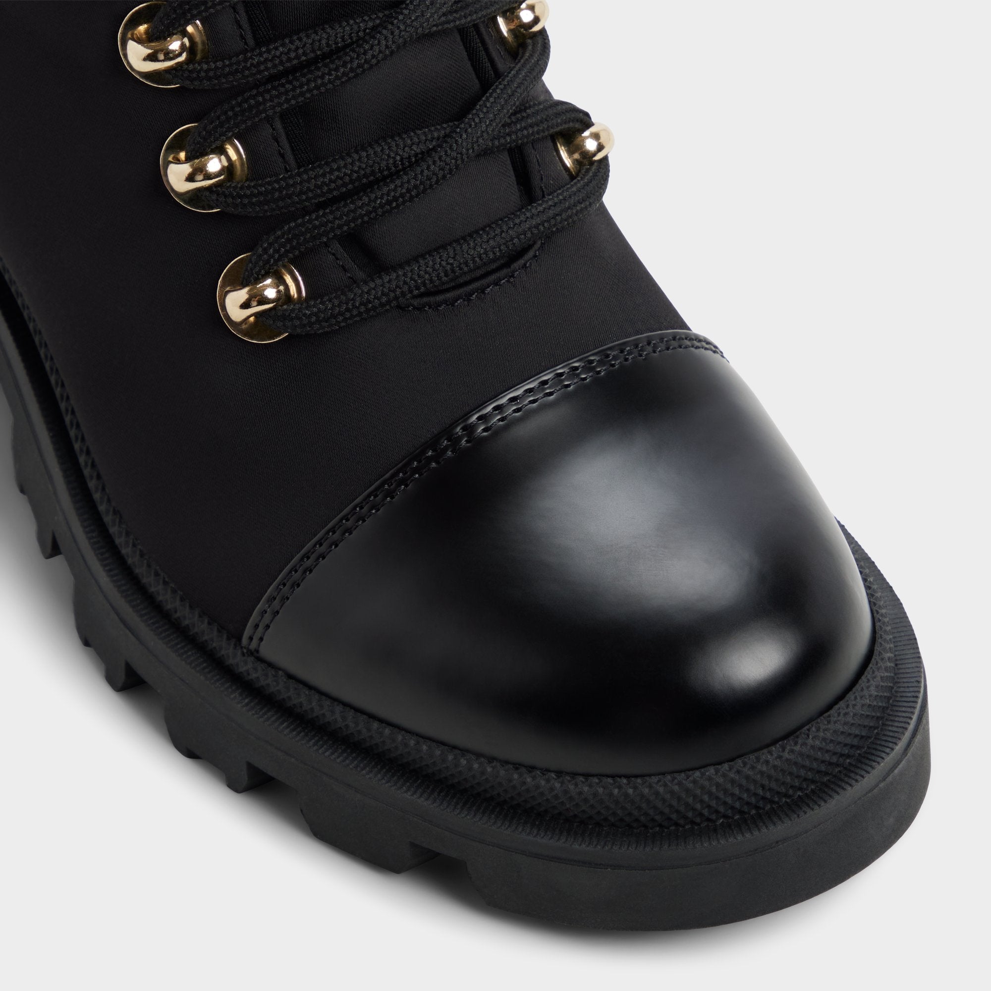 Mariettia in Black - Lace-up boot, Lug sole