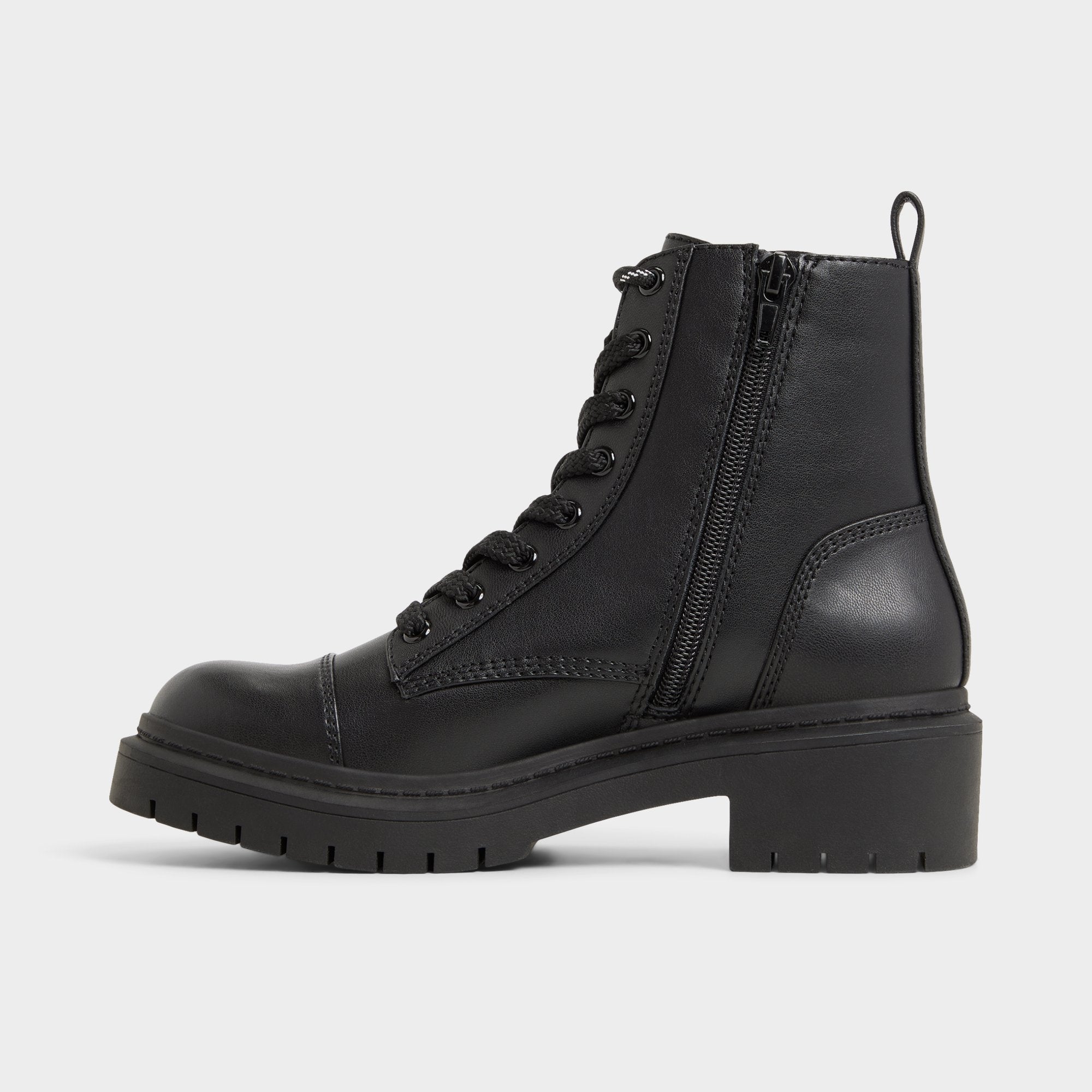 Goer Black Women's Casual boots - Combat ankle boot, Lug sole
