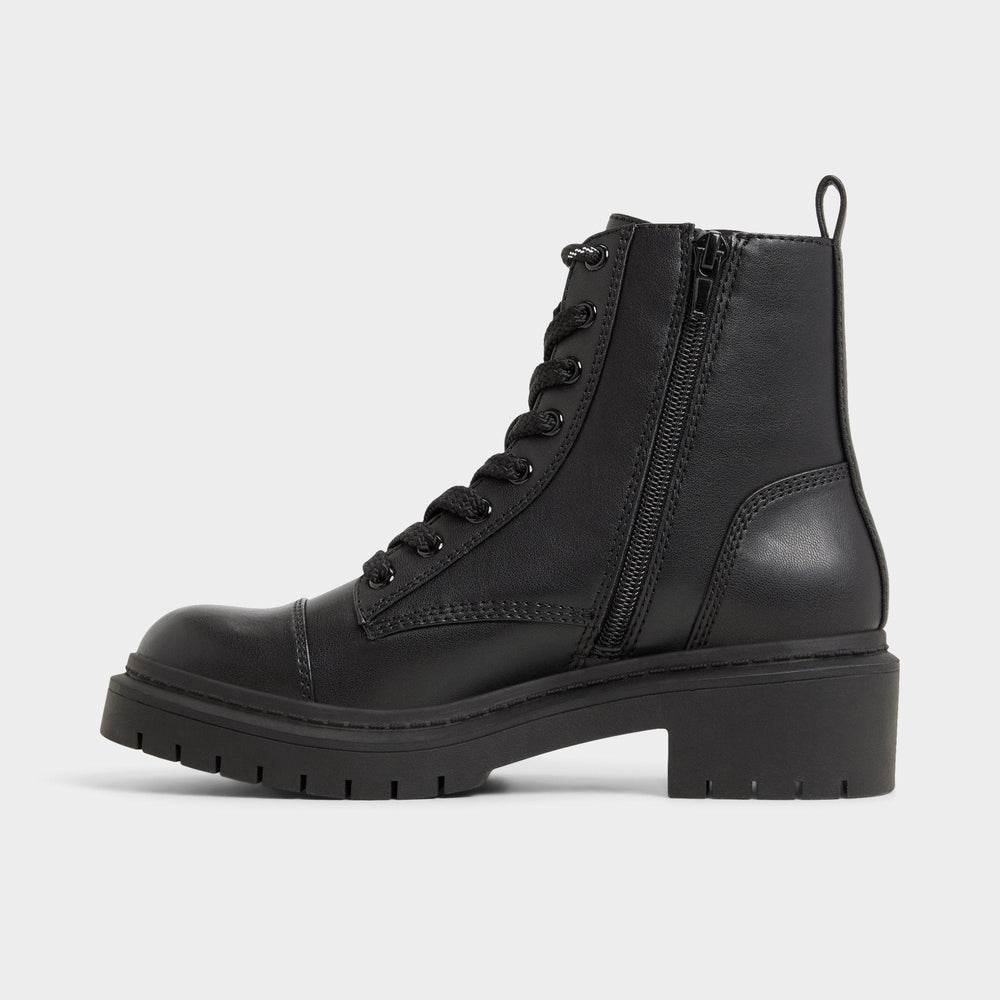 Goer Black Women's Casual boots - Combat ankle boot, Lug sole