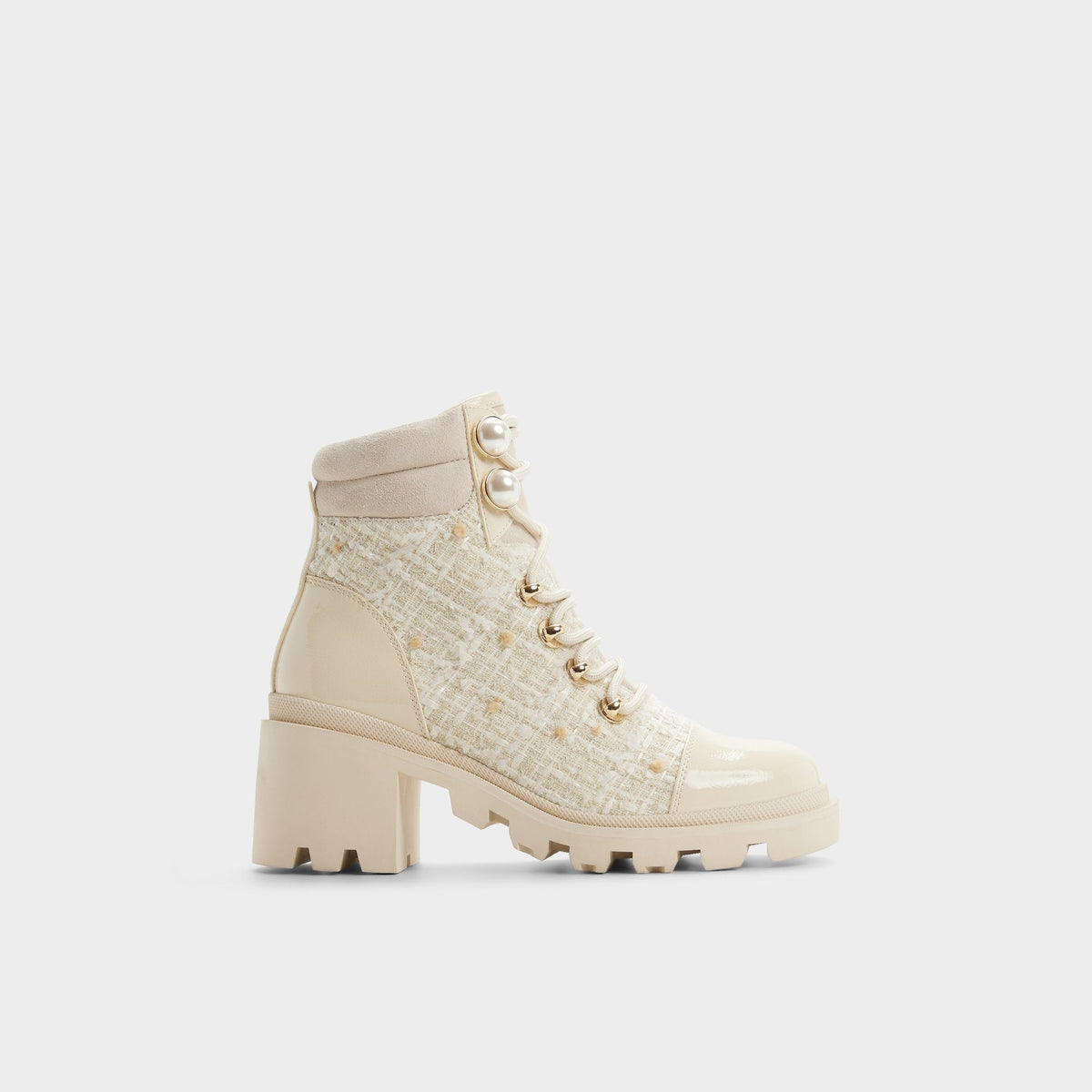 Mariettia in Other White - Lace-up boot, Lug sole