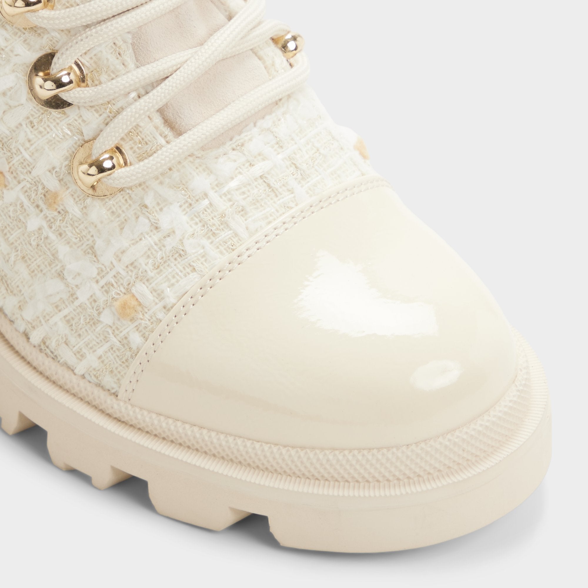 Mariettia in Other White - Lace-up boot, Lug sole
