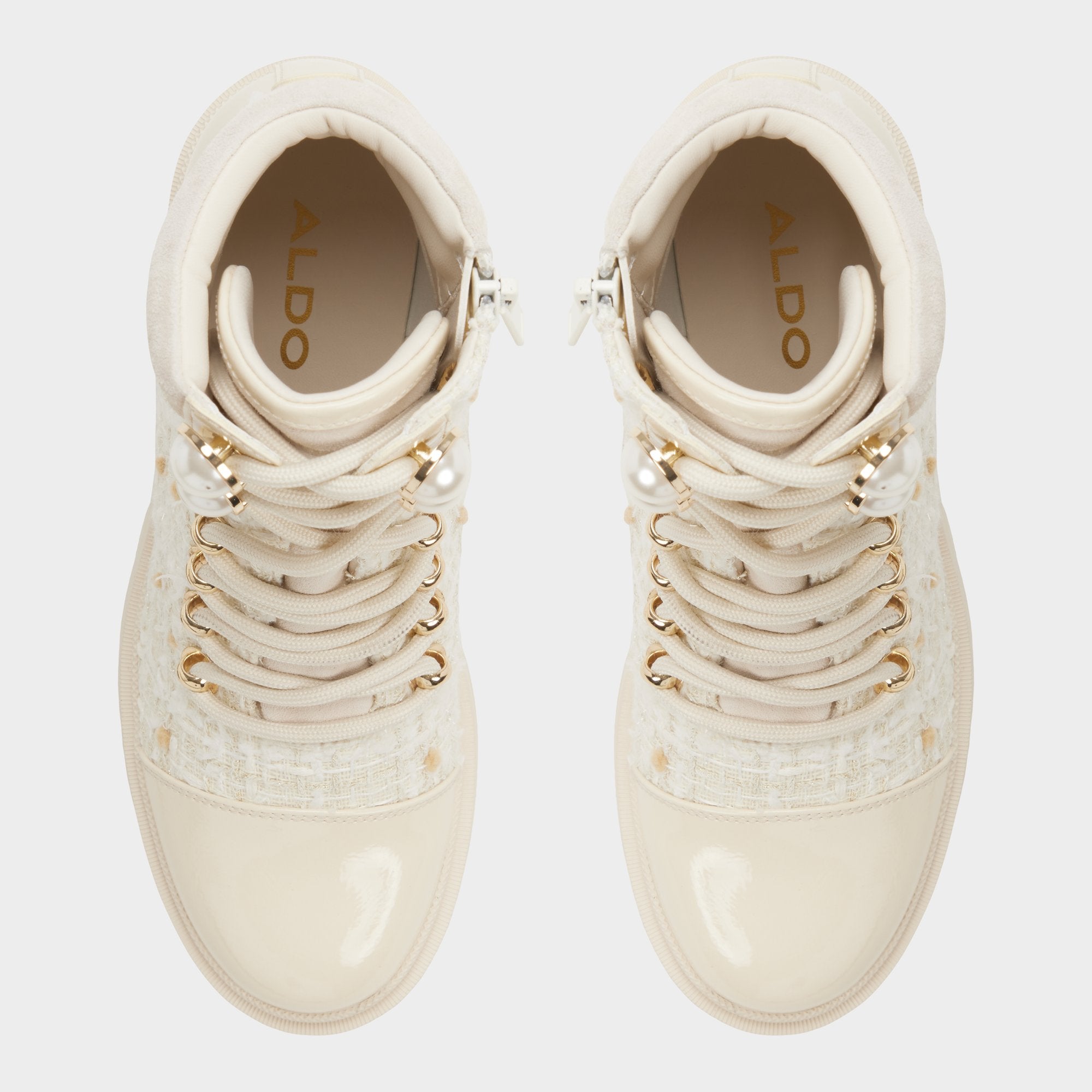 Mariettia in Other White - Lace-up boot, Lug sole