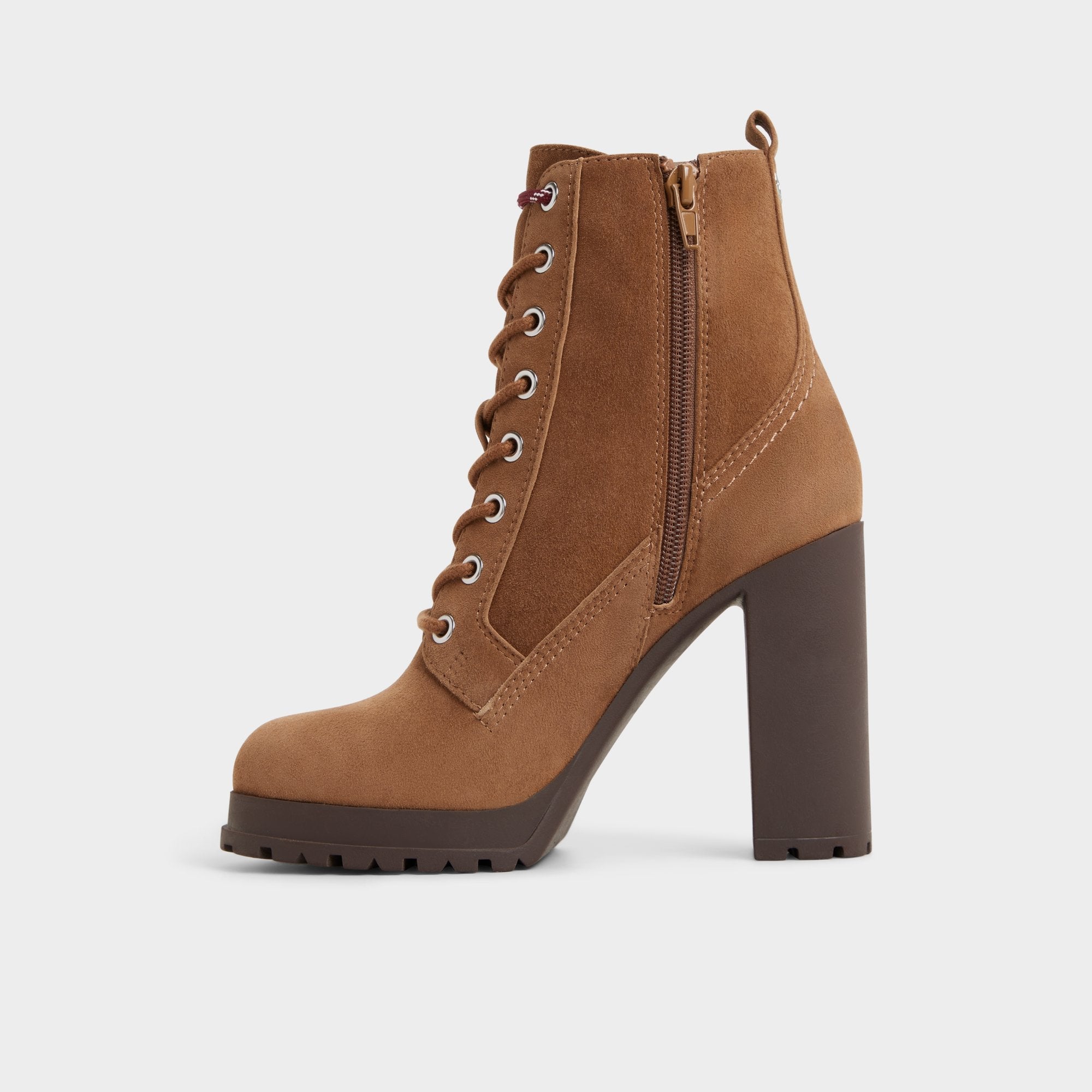 Rebelliously in Light Brown - Combat ankle boot, Lug sole