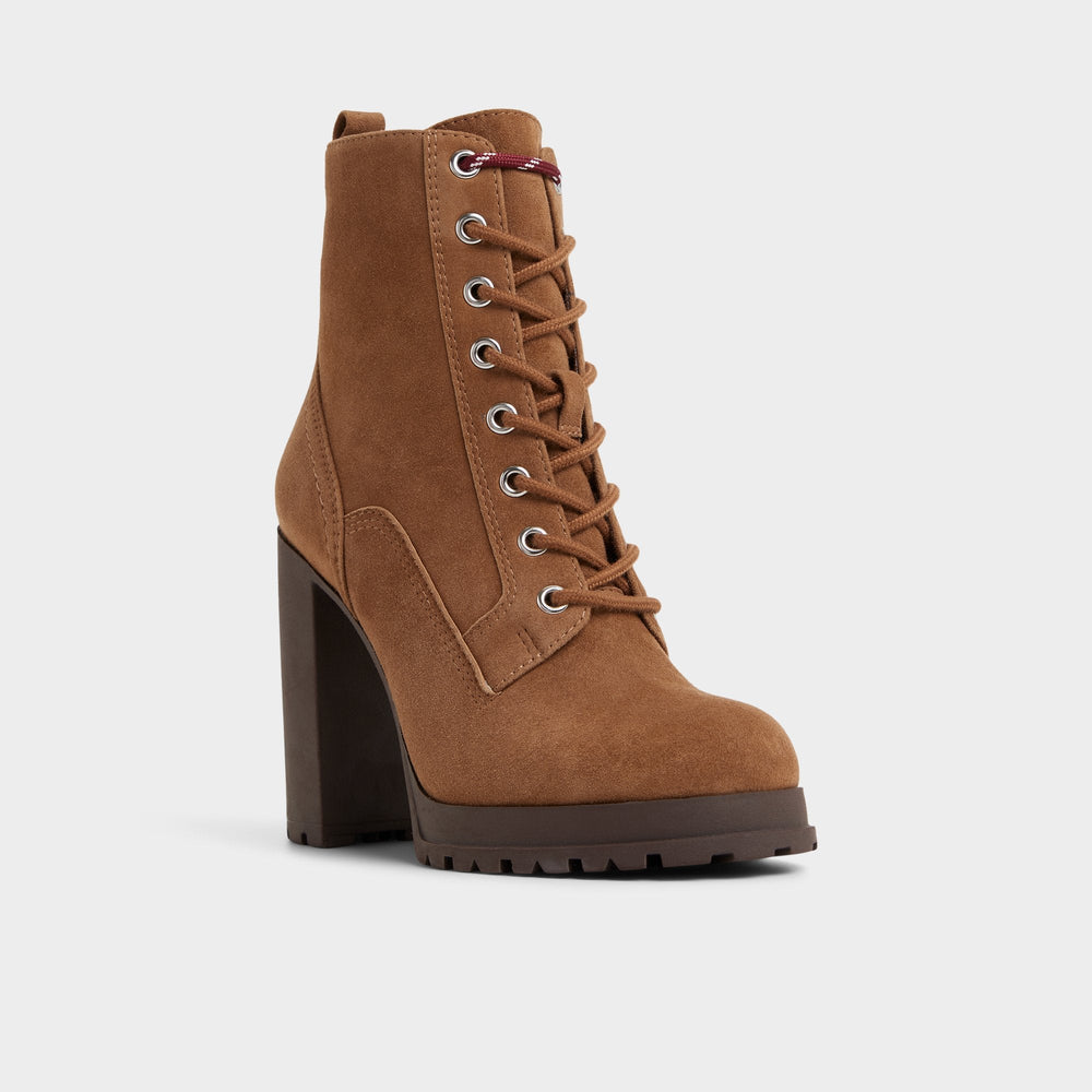 Rebelliously in Light Brown - Combat ankle boot, Lug sole