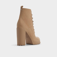 Rebelliously in Medium Beige - Combat ankle boot, Lug sole