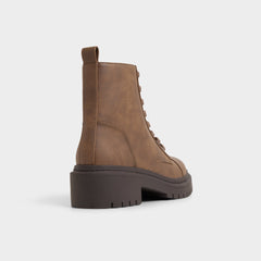 Goer in Medium Brown - Combat ankle boot, Lug sole