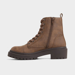 Goer in Medium Brown - Combat ankle boot, Lug sole