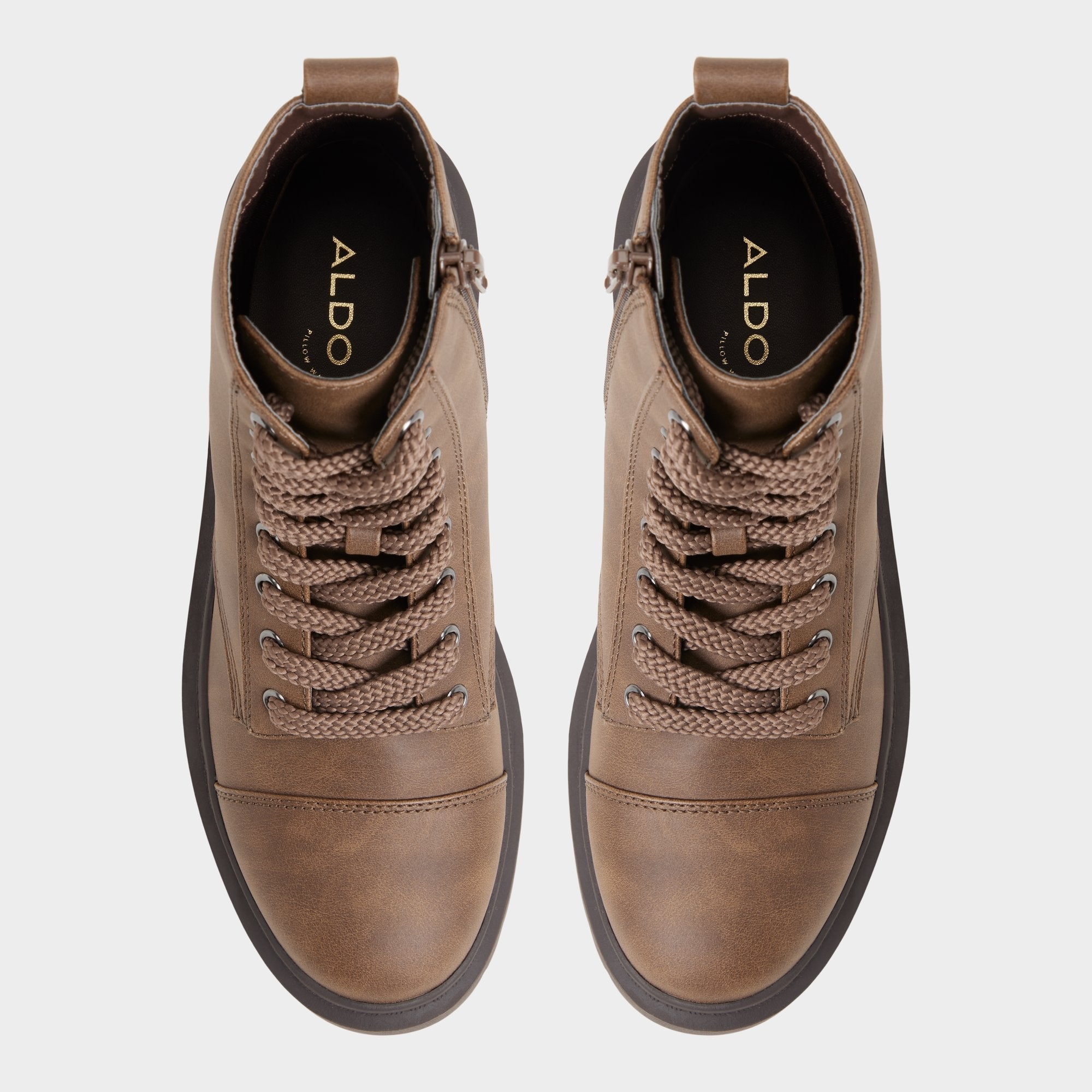 Goer in Medium Brown - Combat ankle boot, Lug sole