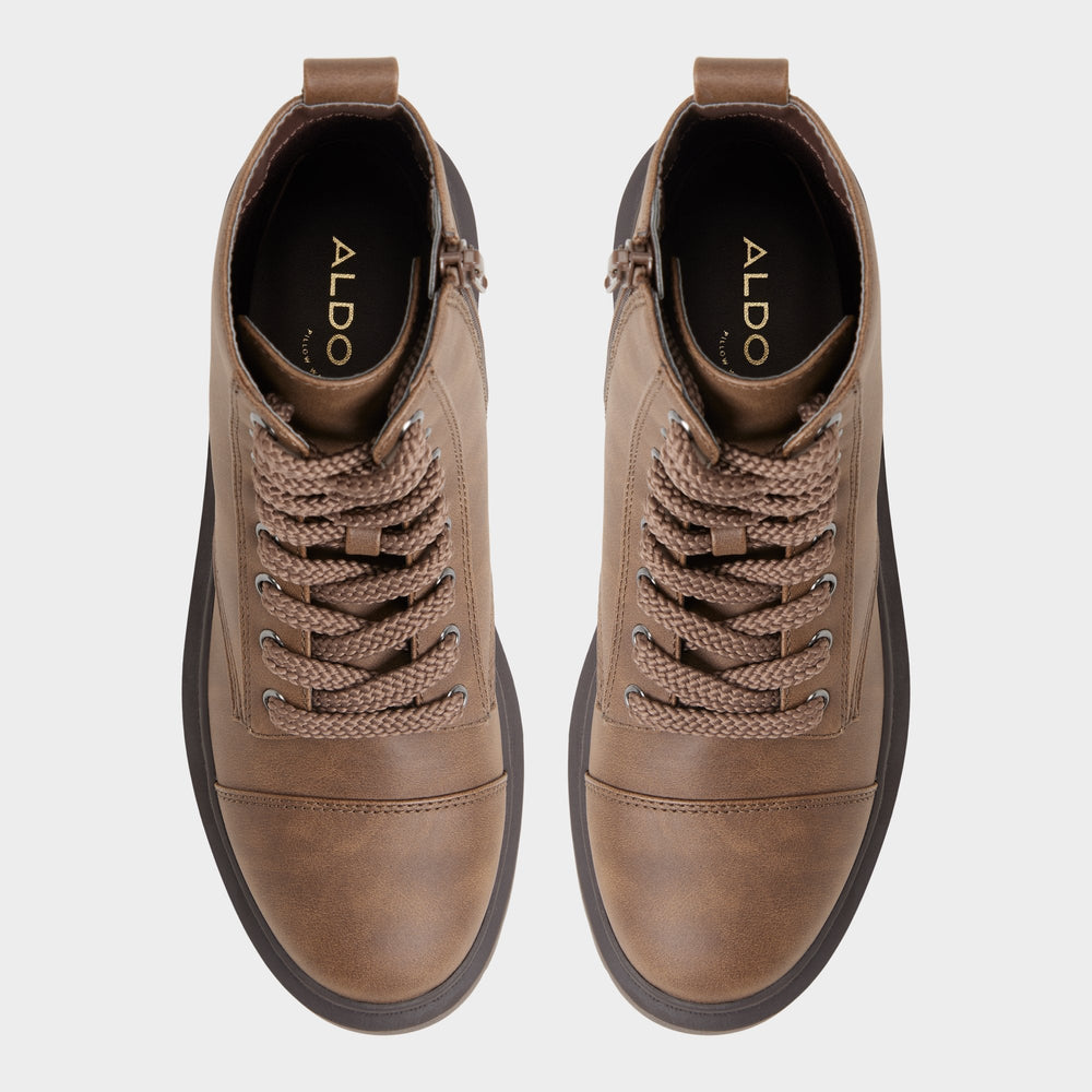 Goer in Medium Brown - Combat ankle boot, Lug sole