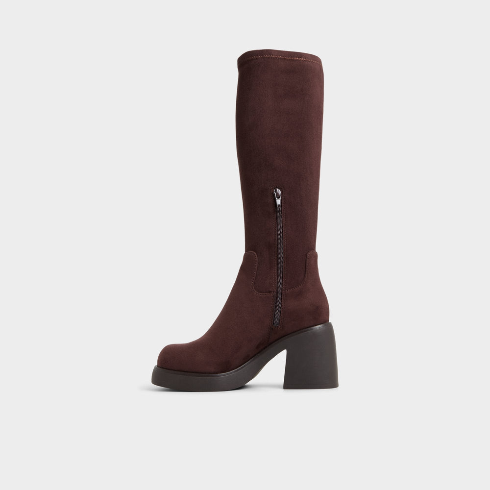 Auster in Dark Brown - Knee-high boot, Platform