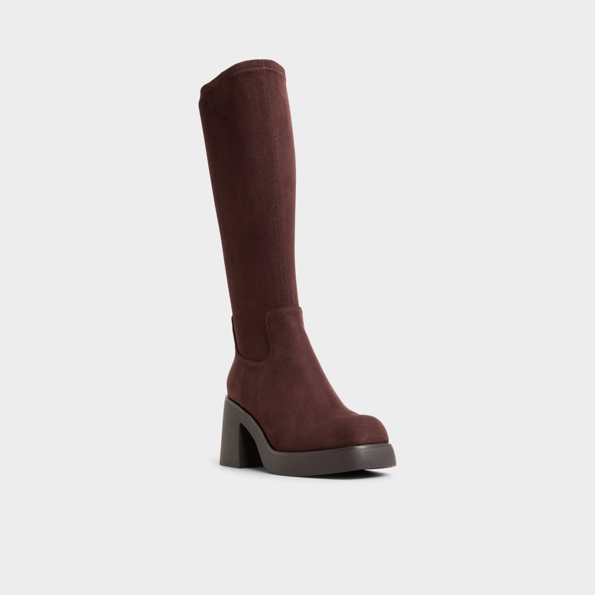 Auster in Dark Brown - Knee-high boot, Platform