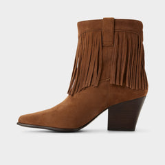 Jollene in Dark Brown - Western boot, Block heel