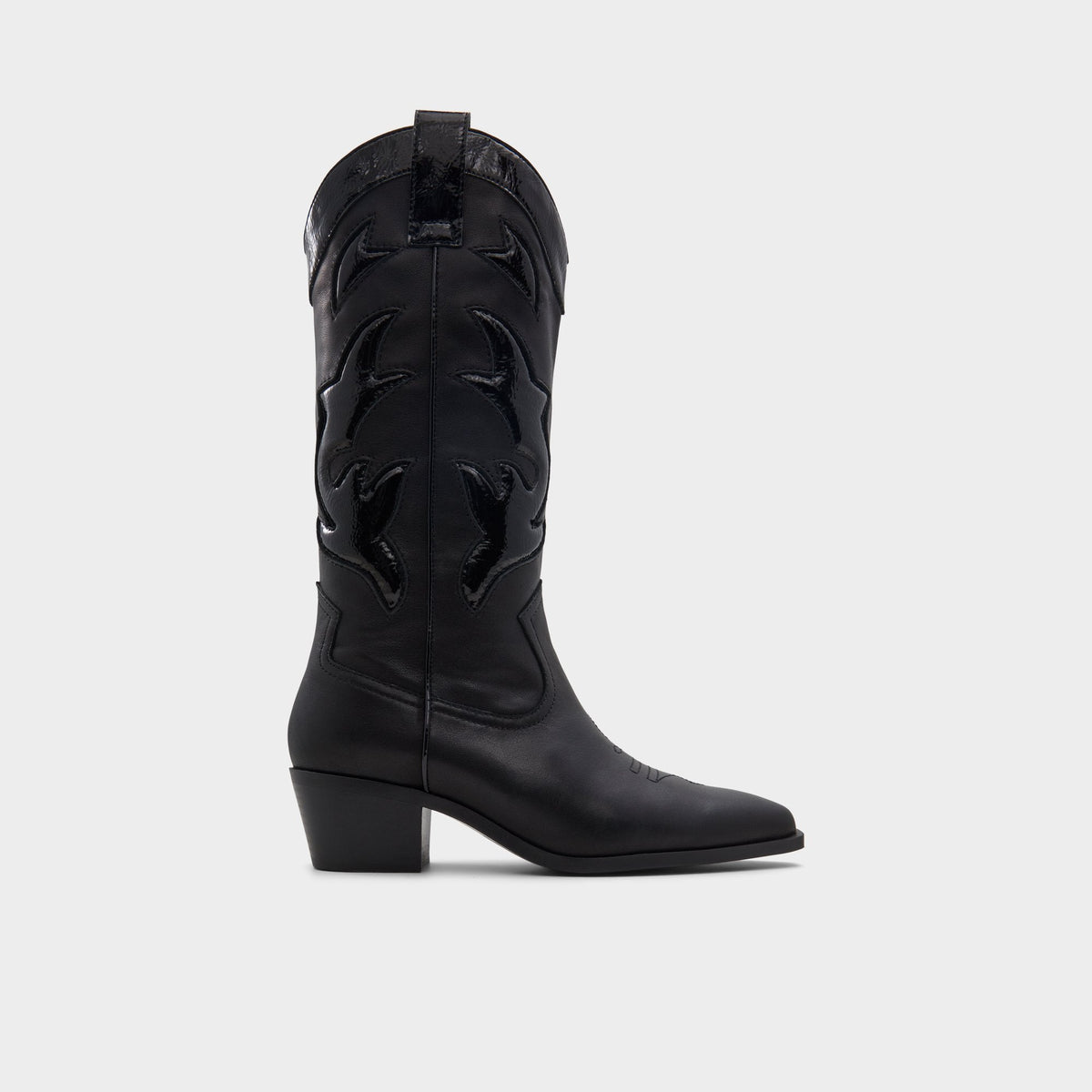 Nebraska Black Women's Western - Mid-calf western boot, Block heel