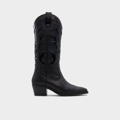 Nebraska Black Women's Western - Mid-calf western boot, Block heel
