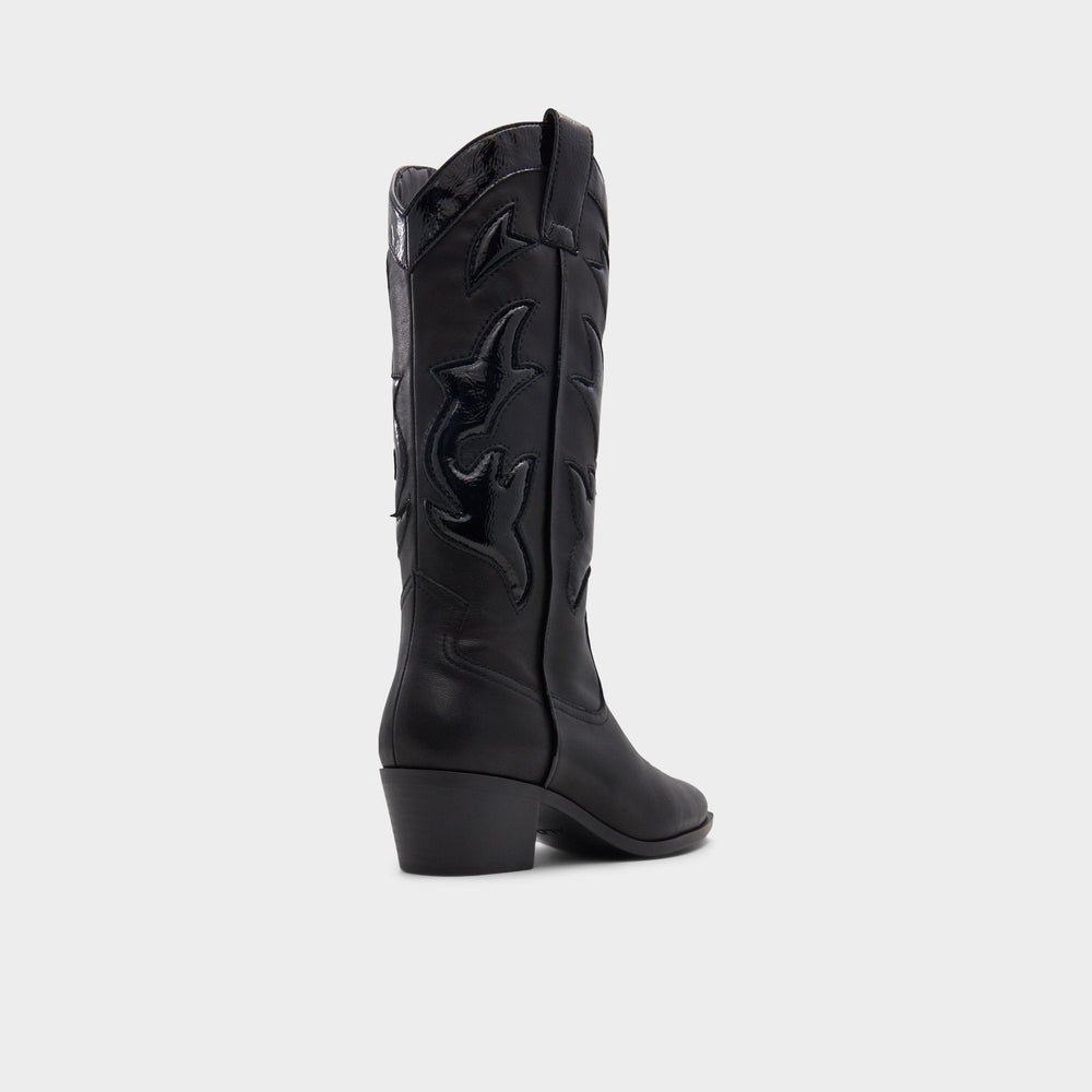 Nebraska Black Women's Western - Mid-calf western boot, Block heel